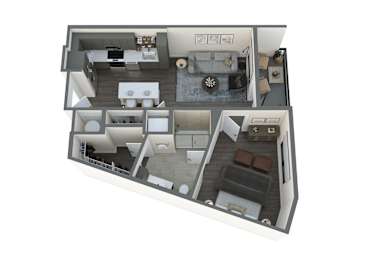 a 3d floor plan of a 2100 sq ft apartment