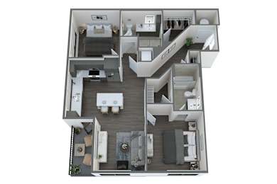a234 floor plan  1 bedroom with 2 baths  1192 square feet