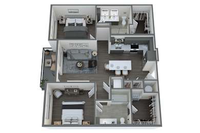 the cypress floor plan  studio with bedroom and living room