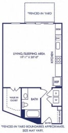 a floor plan of a small house with a bedroom and a bathroom
