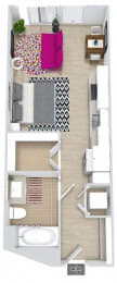a floor plan of a bathroom with a toilet and a sink