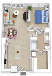 a floor plan of a house with a bedroom and a living room
