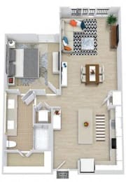 a floor plan of a house with a bedroom and a living room