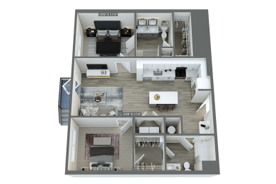 a 3d floor plan of a house