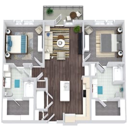 a 3d drawing of a floor plan with a bedroom and a bathroom