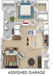 Grenada with Assigned Garage. 1 bedroom apartment. Kitchen with bartop open to living/dinning rooms. 1 full bathroom. Walk-in closet. balcony with storage.