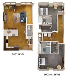 a floor plan of a house with a bedroom and a living room