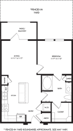 a floor plan of a house with a bedroom and a living room