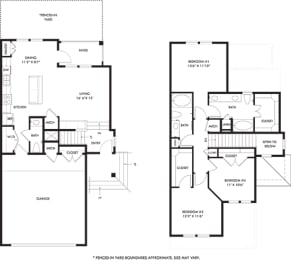 two floor plans of a house with different floors and bedrooms