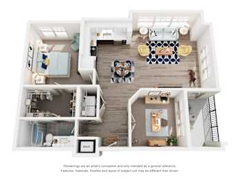 A floor plan of a house with a kitchen, living room, and two bedrooms.