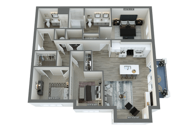a 3d floor plan of a house with a bedroom and a bathroom
