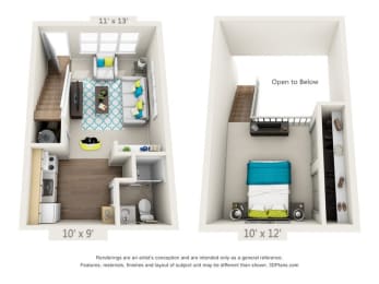 A1C - Dogwood I Classic - 1 bedroom 1 bathroomLoft  at Lofts of Wilmington Apartments, Wilmington, North Carolina