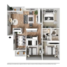 Three Bed Two Bath - C1 Floor Plan at Broadmoor Springs, Colorado Springs, CO, 80906
