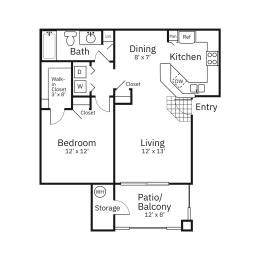 A2-1x1-721sqft Floor Plan at Sweetwater At Metro North Apartments, Phoenix, AZ 85029