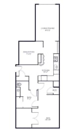 A10D 1 Bed 1 Bath with Den Floor Plan Layout at Riverwalk Apartments, Lawrence, MA