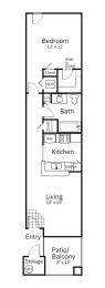 A1-1x1-624sqft Floor Plan at Sweetwater At Metro North Apartments, Arizona 85029