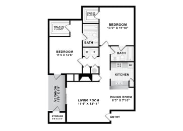 B2 Floor Plan at The Pointe at Irving Park, North Carolina