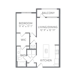 The Harbor 1 Bed 1 Bath Floor Plan at AxisOne, Stuart