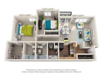 The Highland - B2 - 2bedroom 2 bathroom - 983 sq. ft. at Heritage at the Peak, Asheville, 28804