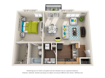 The Point - 1 bedroom X 1 bath floor plan - 683 sq. ft. - Classicat Heritage at the Peak, Asheville, 28804