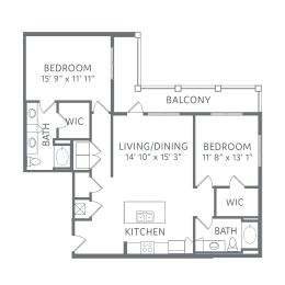 The Marina 2 Bed 2 Bath Floor Plan at AxisOne, Florida
