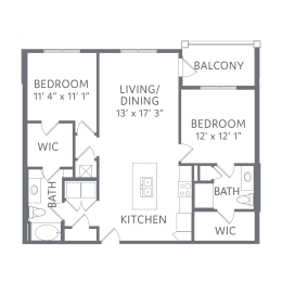 The Oasis 2 Bed 2 Bath Floor Plan at AxisOne, 34994