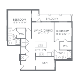 The Pearl 2 Bed 2 Bath Floor Plan at AxisOne, Florida 34994