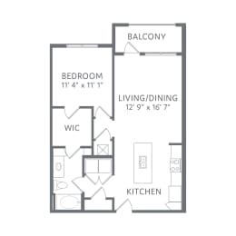 The Port 1 Bed 1 Bath Floor Plan at AxisOne, Stuart, FL