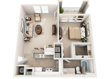 1 Bed 1 Bath Floor Plan at The Arbor Walk Apartments, Tampa, FL