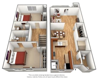 Alderwood Floor Plan at Arcadia Townhomes, Federal Way, WA, 98023