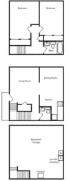 2 Bedroom 1.5 Bath Floor Plan at Aspen Townhomes, Colorado Springs, CO
