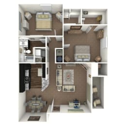 2 bedroom 2 bath floor plan  at Deer Crest Apartments, Broomfield, 80020