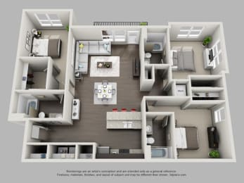 3 Bedroom 3 Bathroom Floor Plan at Heritage at Oakley Square, Cincinnati, OH