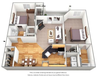 2 Bedrooms and 2 Bathrooms Floor Plans at Malvern Lakes, Fredericksburg, 22406
