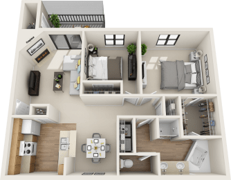 1 bedroom 1 bath floor plan C at St. Johns Forest Apartments, Jacksonville, FL, 32277