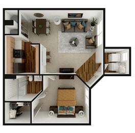 1 bedroom 1 bath floor plan at University Park Apartments, Florida, 32817