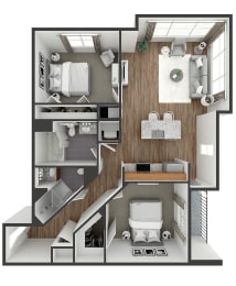2 bedroom 2 bath floor plan D at The View at Old City, Philadelphia, 19106