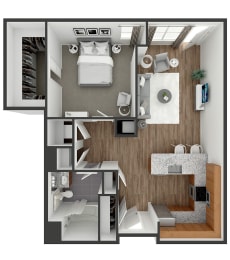 1 bedroom 1 bath floor plan A8 at The View at Old City, Philadelphia, PA