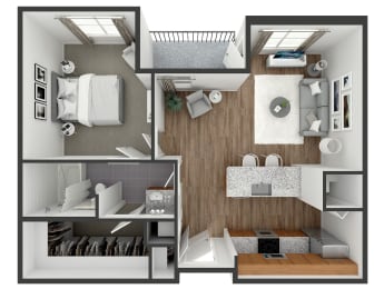 1 bedroom 1 bath floor plan A4 at The View at Old City, Philadelphia