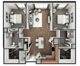 2 bedroom 2 bath floor plan Eat The View at Old City, Philadelphia, Pennsylvania