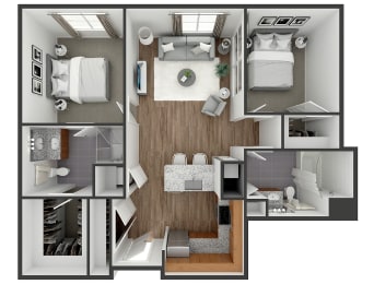2 bedroom 2 bath floor plan  at The View at Old City, Philadelphia