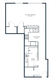 S3 Studio Floor Plan Layout at Riverwalk Apartments, Massachusetts 01843