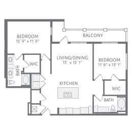 The Sapphire 2 Bed 2 Bath Floor Plan at AxisOne, Stuart, FL