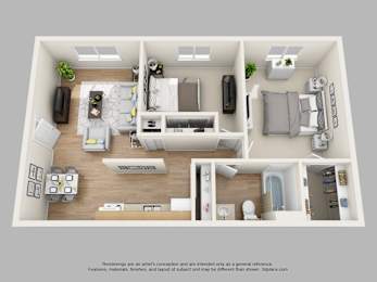 The Amelia 2 Bed 1 Bath Floor Plan at Sarasota South, Bradenton, FL