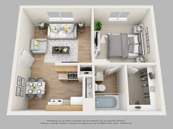 The Sanibel 1 Bed 1 Bath Floor Plan at Sarasota South, Bradenton, FL