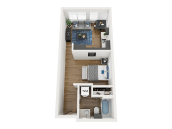 Studio Floor Plan at Proctor Flats, Tacoma, WA