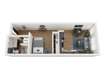 1 Bedroom 1 Bathroom Floor Plan at Proctor Flats, Tacoma