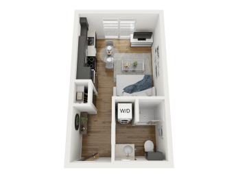 1 Bed 1 Bath Floor Plan at Proctor Flats, Tacoma, 98407
