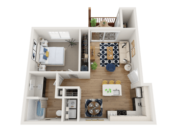 1 Bedroom 1 Bath Floor Plan at Telka Apartments, Washington