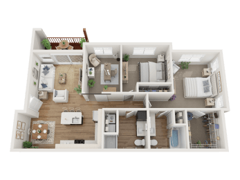2x2_with Den Floor Plan at Telka Apartments, Silverdale, WA, 98383